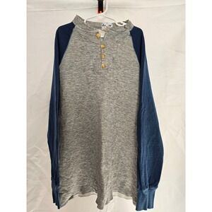 Vintage‎ Duofold Kids Thermal Long Sleeve Henley Gray Blue Cotton Blend Size M